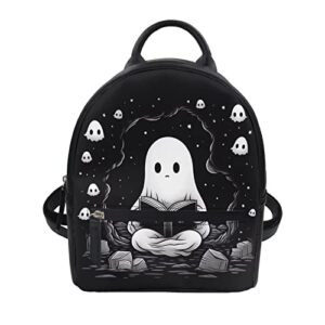 showudesigns ghost purse for teen girls backpack mini handbag for women gifts shoulder bags casual daypack with zipper cute handbag tote black skull halloween gifts
