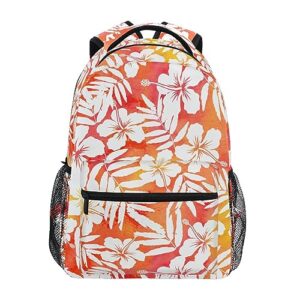 sletend student backpack with name tag slot hibiscus flower palm leaf lightweight and comfortable school bag laptop backpack