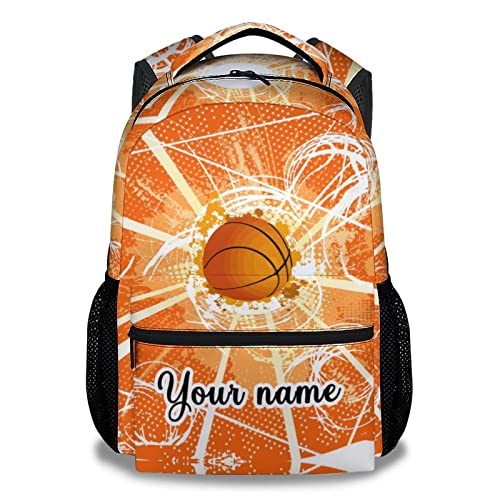 COOPASIA Personalized Basketball Backpack for Girls Boys, 16 Inch Basketball Theme Bookbag with Adjustable Straps, Durable, Lightweight, School Bag with Large Capacity