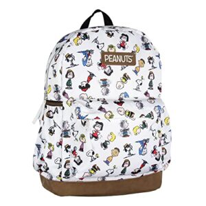 intimo peanuts snoopy charlie brown sally linus cute school travel backpack with faux leather bottom