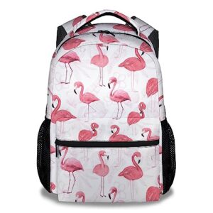 pakkitop flamingo backpack for girls women, 16" cute backpack for school, pink lightweight large capacity bookbag for students