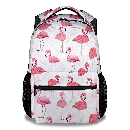 PAKKITOP Flamingo Backpack for Girls Women, 16" Cute Backpack for School, Pink Lightweight Large Capacity Bookbag for Students