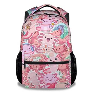 coopasia axolotl backpack for girls boys, 16 inch axolotl theme bookbag with adjustable straps, durable, lightweight