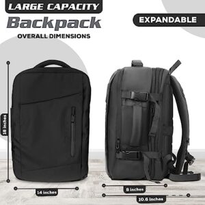 PACK GO & EXPLORE Travel Backpack, Personal Item Bag for Airlines, Travel Backpack for Women, Carry On Backpack, Laptop Backpack, Travel Backpack for Men, 18x14x8 inches Travel Bag (Black)