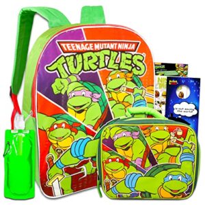 teenage mutant ninja turtles backpack with lunch box set - bundle with 15” tmnt backpack, lunch bag, water bottle, stickers, more | tmnt backpack for boys
