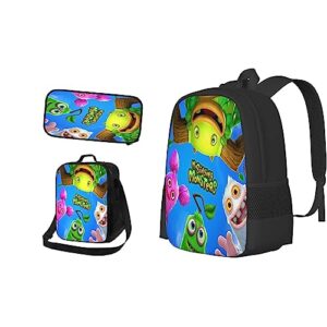 Fleiyd Cartoon Game 3 Piece Backpack Casual Lightweight Travel Bag With Pencil Case Lunch Bag Backpack Combo Unisex