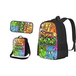 Fleiyd Cartoon Game 3 Piece Backpack Casual Lightweight Travel Bag With Pencil Case Lunch Bag Backpack Combo Unisex