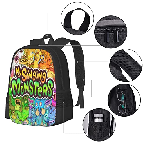 Fleiyd Cartoon Game 3 Piece Backpack Casual Lightweight Travel Bag With Pencil Case Lunch Bag Backpack Combo Unisex