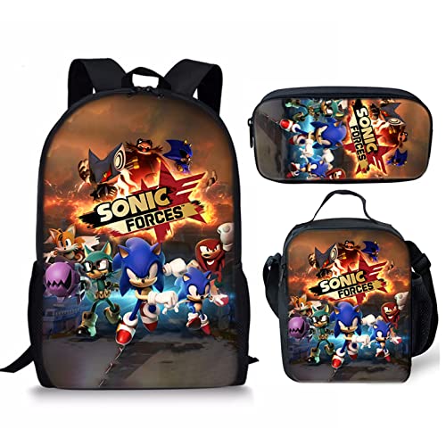 Troishui Cartoon Backpack Set 17 Inch Backpack with Lunch Bag Pencil Bag Backpack 3pcs Set -2