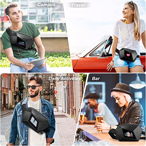 arimepi Sling Bag with LED Display, Cycling Travel Daypack, LED Sling Bag, LED Backpack, Men's and Women's Chest Waterproof Crossbody Bag