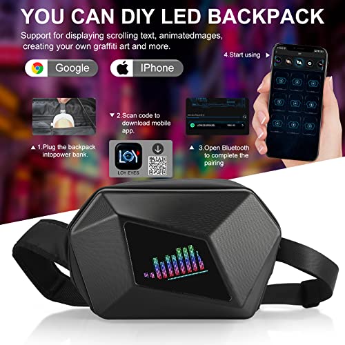 arimepi Sling Bag with LED Display, Cycling Travel Daypack, LED Sling Bag, LED Backpack, Men's and Women's Chest Waterproof Crossbody Bag