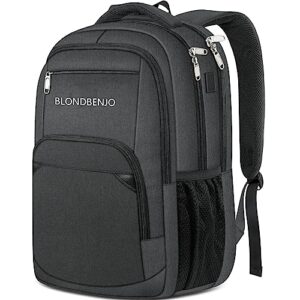 blondbenjo travel backpack, extra large 50l laptop backpacks for men women, water resistant backpack airline approved business work bag with usb charging port fits 17.7 inch computer, black