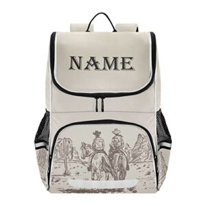 xuwu custom personalized backpack western desert cowboy backpack with reflective strip for kids boys girls elementary school bag removable chest strap