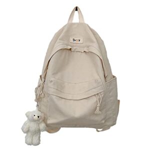 woman kawaii backpack cute bags casual travel holds 14 inch laptop backpack for college backpack casual daypack (white)