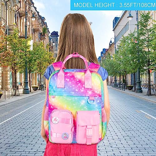 CCJPX Backpacks for Girls, 16 inch Kids Rainbow Bookbag for Elementary School Toddler Kindergarten Preschool