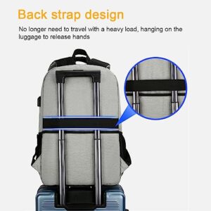 Lunch Backpack, Insulated Cooler Backpack Fits 15.6 Inch Laptop, Water-Resistant Backpack with USB Charging Port for Men, for Work Beach Camping Picnics Hiking,Light Grey
