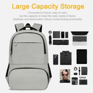 Lunch Backpack, Insulated Cooler Backpack Fits 15.6 Inch Laptop, Water-Resistant Backpack with USB Charging Port for Men, for Work Beach Camping Picnics Hiking,Light Grey