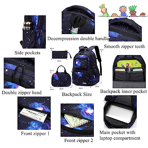 VIDOSCLA Galaxy Kids Middle/High School Rolling Backpack for Boys Primary Students Wheeled Bag Elementary Bookbags for Girls 9-12Years Old