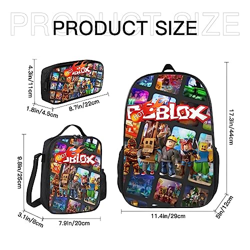 mxcowfe Kids Cartoon Backpack Set for Boys Girls, Casual School Bag with Lunch Bag Pencil Case, Durable Laptop Bag, Suitable for Travel, Back to School, Work style-1