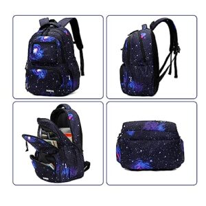 Armbq 3Pcs Galaxy Kids Backpack for Boys with Lunch Box Elementary Casual Bookbag Lightweight Water Resistant School Bags for Teens