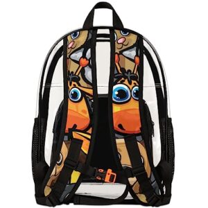 Animal Dog Giraffe Clear Backpack Large Clear Bag Heavy Duty PVC See Through Bag with Reinforced Strap Transparent Backpack for Stadium, College, Work, Travel