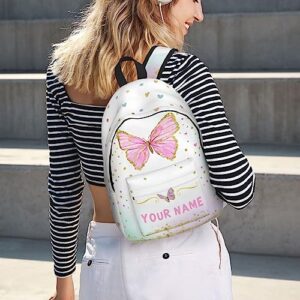 UJDUYSD Personalized Backpack for Girls Boys, Custom Backpacks with Name, Customized Butterfly School Bookbag for Kids, Personalized Casual Bookbags for Back to School Travel Picnic 15in