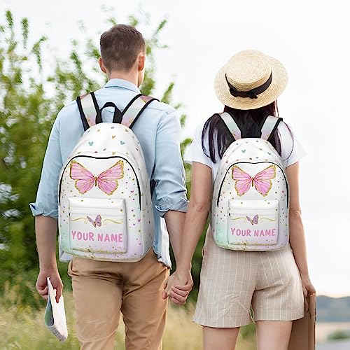 UJDUYSD Personalized Backpack for Girls Boys, Custom Backpacks with Name, Customized Butterfly School Bookbag for Kids, Personalized Casual Bookbags for Back to School Travel Picnic 15in