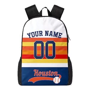 houston custom backpack high capacity,laptop bag travel bag,add personalized name and number，gifts for baseball fans