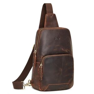 s-zone sling bag for men women rfid blocking genuine leather crossbody shoulder bag backpack hiking daypack travel