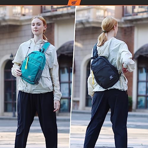 SKYSPER Packable Crossbody Sling Bag Cross Body Sling Backpack Shoulder Chest Bag Travel Hiking Daypack for Women Men(Black)