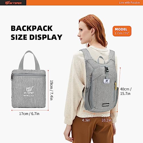 SKYSPER 10L Hiking Backpack Small Hiking Daypack Packable Lightweight Travel Day Pack for Women Men(Grey)