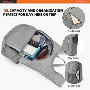 SKYSPER 10L Hiking Backpack Small Hiking Daypack Packable Lightweight Travel Day Pack for Women Men(Grey)