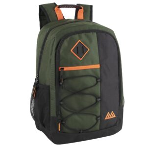 summit ridge dual compartment 18 backpack with bungee cord front for men, college, travel, camping (green)