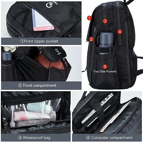 Travel Laptop Backpack Water Resistant Laptop Bag with USB Charging Port, 17 Inch Computer Business Backpack for Men Women Computer Carry On Backpack Durable Work College Business Bag Casual Daypack