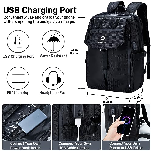 Travel Laptop Backpack Water Resistant Laptop Bag with USB Charging Port, 17 Inch Computer Business Backpack for Men Women Computer Carry On Backpack Durable Work College Business Bag Casual Daypack