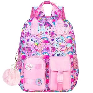 backpack for girls, 16” kids unicorn preschool elementary bookbag, cute lightweight water resistant travel school bag for little girls with chest strap