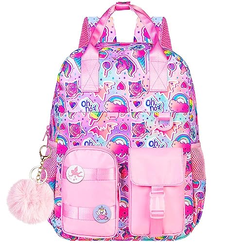 Backpack for Girls, 16” Kids Unicorn Preschool Elementary Bookbag, Cute Lightweight Water Resistant Travel School Bag for Little Girls With Chest Strap