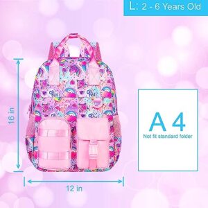 Backpack for Girls, 16” Kids Unicorn Preschool Elementary Bookbag, Cute Lightweight Water Resistant Travel School Bag for Little Girls With Chest Strap