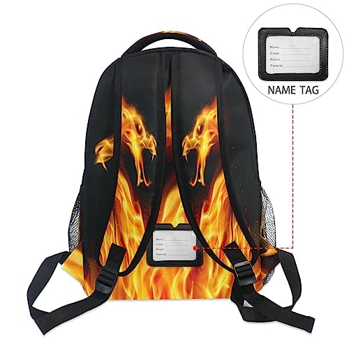 Pfrewn Kids Red Fire Dragon Monster Backpacks for Girls Boys Backpack for Students School 17"