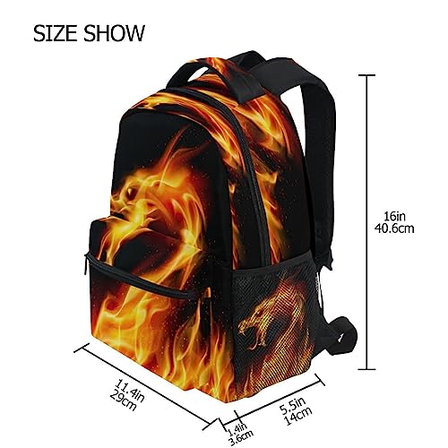 Pfrewn Kids Red Fire Dragon Monster Backpacks for Girls Boys Backpack for Students School 17"