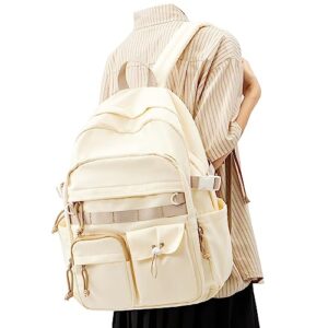 weradar lightweight backpack for school teens girls,cute 15.6 inch laptop bookbag,water resistant college backpack for women,middle school bag casual travel daypacks(beige)