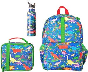 highlights dinosaur glow-in-the-dark 17" backpack set for kids with 17" dinosaur backpack, insulated lunch box, and leakproof water bottle, for boys and girls ages 3+