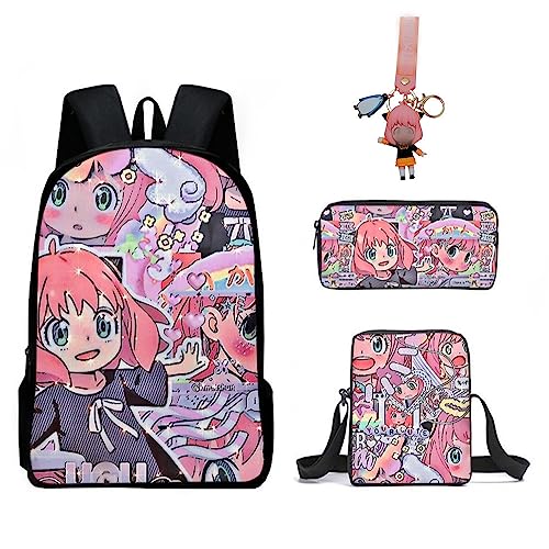 Anya Foeger Backpack Cospaly Backpack Anime Daypack Travel Anya School Bag 3PCS(One Size,po)