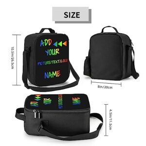 Nxwdwqa Custom Backpack with Your Name Text School Bag Customized Bookbag with Lunch Box And Pencil Case Set for Boys Girls