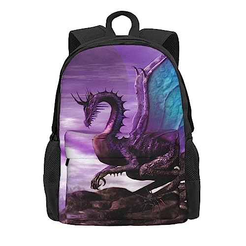 JASMODER Dragon Fantasy Purple Laptop Backpack Hiking Travel Daypack For Men Women And Youth