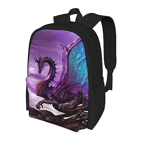 JASMODER Dragon Fantasy Purple Laptop Backpack Hiking Travel Daypack For Men Women And Youth