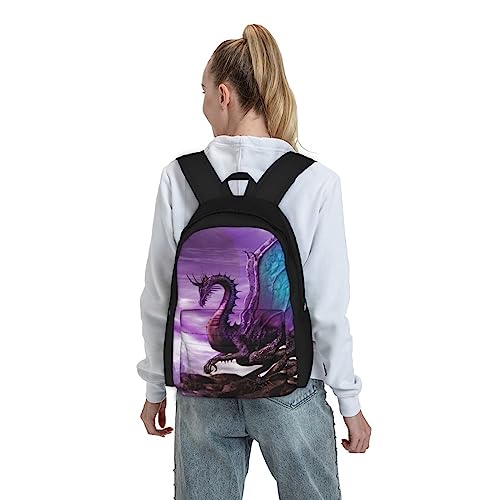 JASMODER Dragon Fantasy Purple Laptop Backpack Hiking Travel Daypack For Men Women And Youth