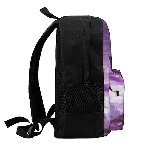 JASMODER Dragon Fantasy Purple Laptop Backpack Hiking Travel Daypack For Men Women And Youth