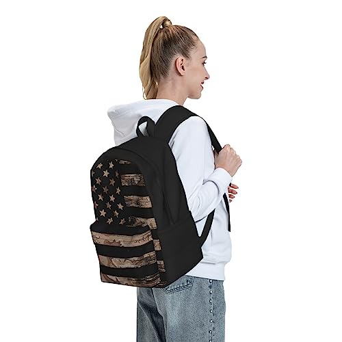 JASMODER American Flag With Desert Camo Laptop Backpack Hiking Travel Daypack For Men Women And Youth