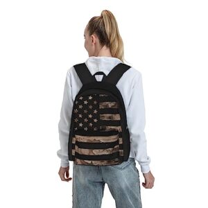 JASMODER American Flag With Desert Camo Laptop Backpack Hiking Travel Daypack For Men Women And Youth